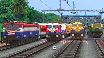 8 TRAINS CROSSING OVERTAKE 1 TRAIN | BUMPY RAILROAD | Train Simulator | Railwork | NTG GAMING