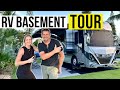 Tour enormous basement of this rv full exterior tour 2023 american coach dream 45a