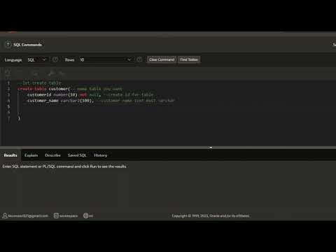 Create Table Oracle apex SQL