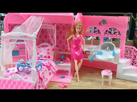 Vali đồ chơi | phòng ngủ , phòng tắm , bàn trang điểm của búp bê barbie | Foci