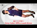 033.Crossdressing in a navy Blue color office look dress - Crossdresser Jiwon