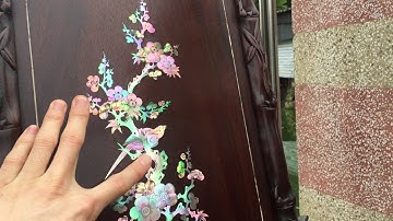 TRANH TỨ QUÍ CŨ KHẢM ỐC GỖ GỤ