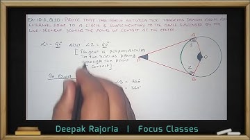 Class-10 Ex-10.2 Q10 (Circles),  Prove that the angle between the two tangents drawn from an externa