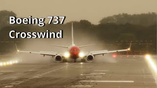 When the weather is bad but you still need to fly. Impressive Boeing 737 crosswind actions 4K video
