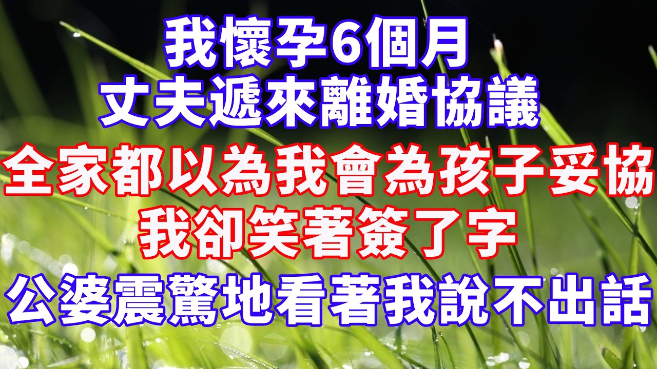 我懷孕6個月，丈夫遞來離婚協議，全家人都以為我會為孩子妥協，我卻笑著簽了字，公婆震驚地看著我說不出話 #情感故事 #爽文 #故事分享 #幸福人生