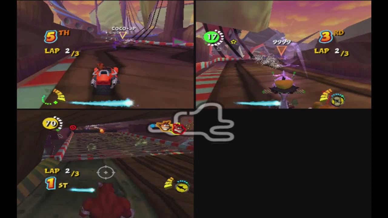 Crash Tag Team Racing Gamecube Multiplayer Split Screen Gameplay YouTube