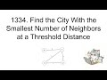 7/26/24: 1334. Find the City With the Smallest Number of Neighbors at a Threshold Distance