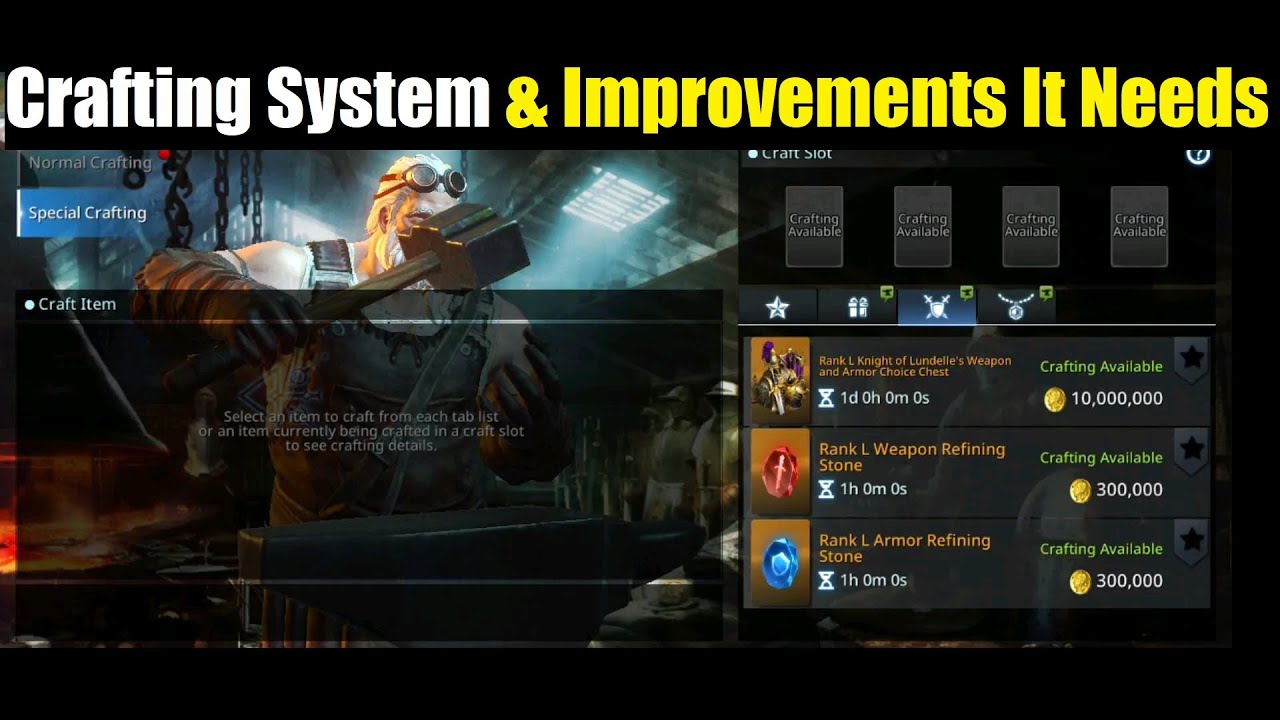Darkness Rises Crafting System Review & Improvements Needed