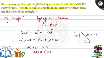 The hypotenuse of a right-angled triangle is 1 metre less than twice the shortest side. If the th...