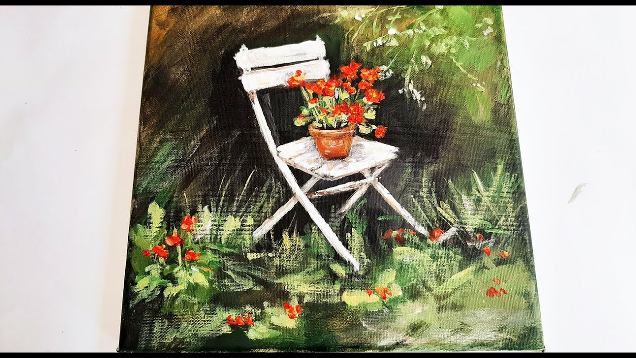 Step by Step Painting for Beginners/ Garden Chair/ Acrylic/Tutorial /MariArtHome YouTube