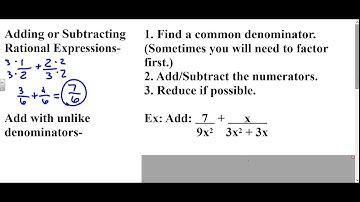 Algebra 2 Lesson 8-5 (part 1)- Adding and Subtracting Rational Expressions