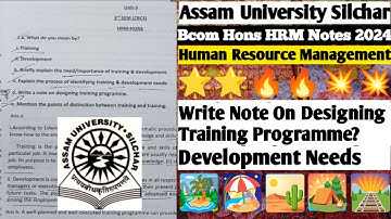 Human Resource Management | Bcom Hons 3 Sem Notes | Designing Training Programme Notes 2024 | Bcom