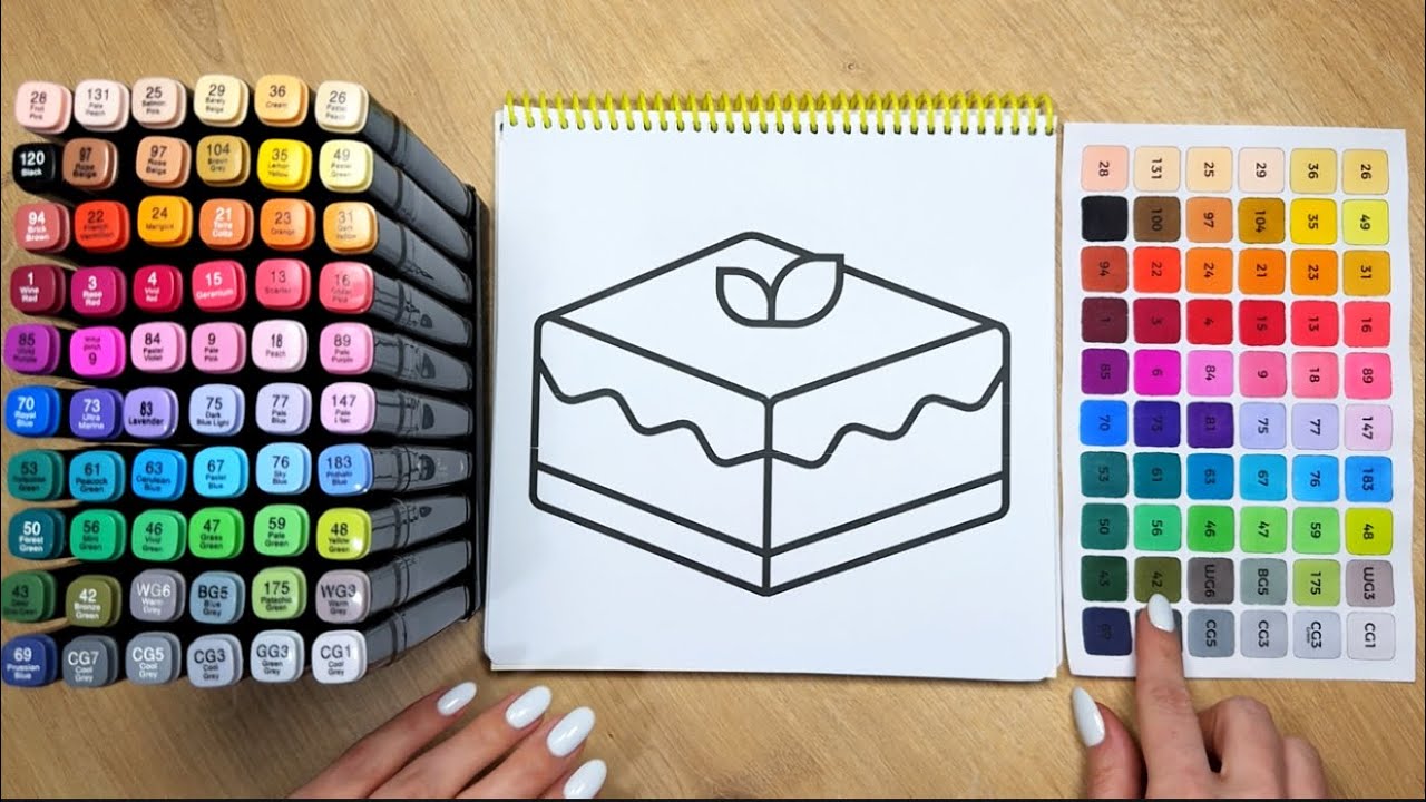 Satisfying Chocolate Fruity Dessert Coloring | ASMR & Calm 🍰🍫🍓🍑🥝🫐