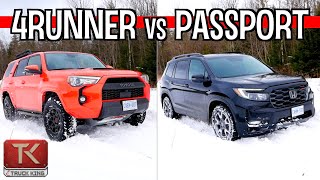 Toyota 4Runner TRD Pro vs Honda Passport Trailsport  Snowy OffRoad Battle + RealWorld MPG