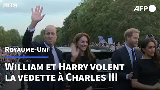 William, Harry, Kate et Meghan viennent saluer la foule au château de Windsor | AFP