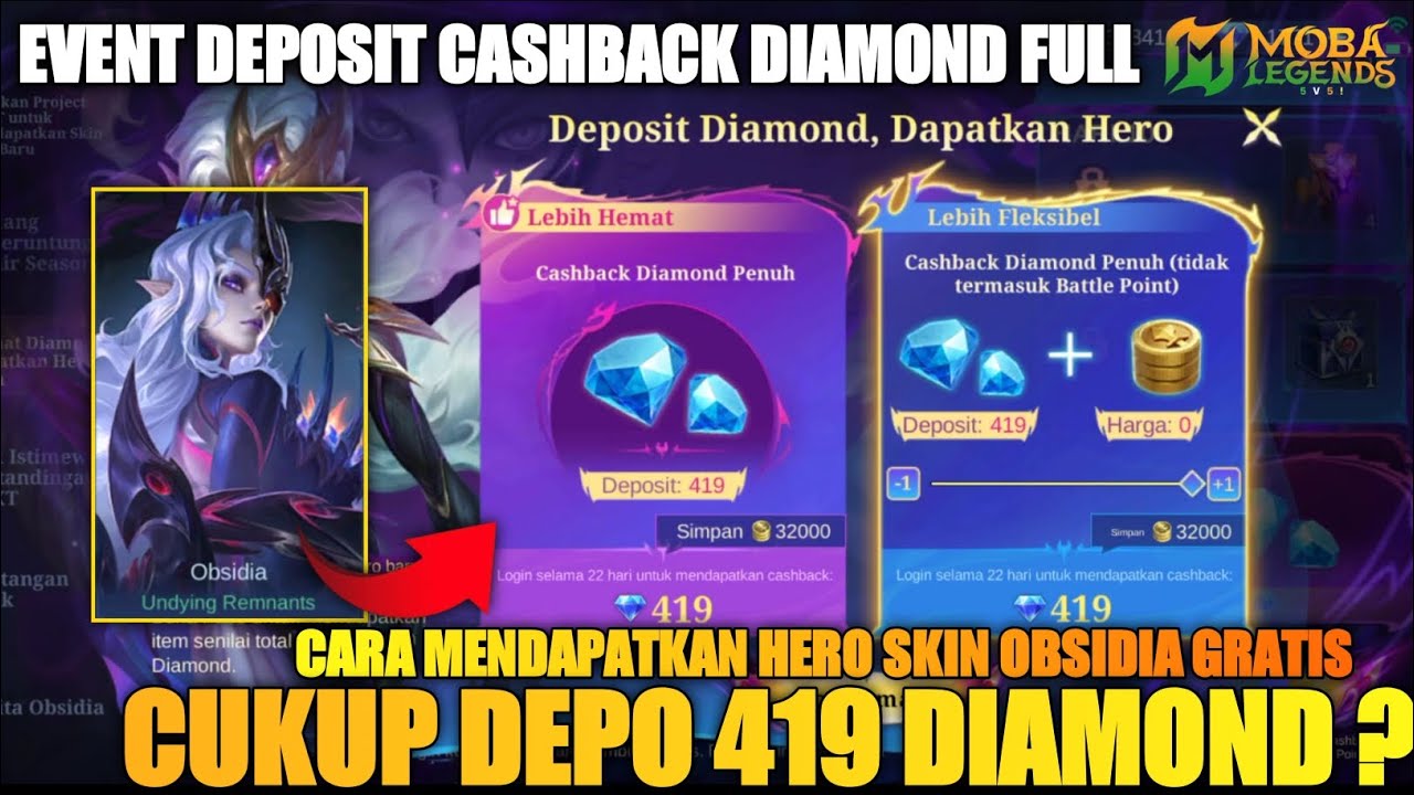DEPO 419 DIAMOND!! EVENT HEMAT DIAMOND MENDAPATKAN HERO OBSIDIA GRATIS MOBILE LEGENDS TERBARU 2025