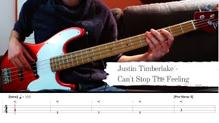 Justin Timberlake - Can't Stop The Feeling - Bass Cover & Tabs