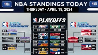 NBA PLAYOFF 2024 BRACKETS | NBA 2024  PLAY IN TOURNAMENT | NBA STANDINGS TODAY as of APRIL 18, 2024