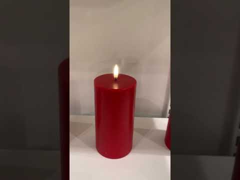 Uyuni 3" x 5" or 7" or 9" Flat Top Moving Flame Red Unscented Pillar Battery Candle