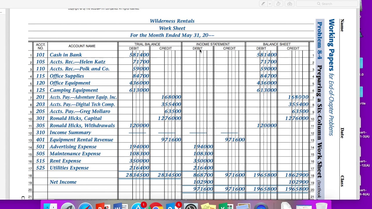 Six Column Worksheet - YouTube