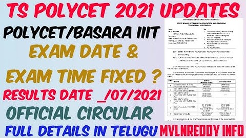 TS Polycet 2021 Exam Date & Time Fixed//Results Date//Official circular//iiit Basara 2021 updates