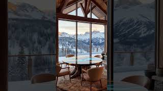 Cozy Cabin Ambience | Warm Fireplace &amp; Snowy Mountain View #cozy #fireplace