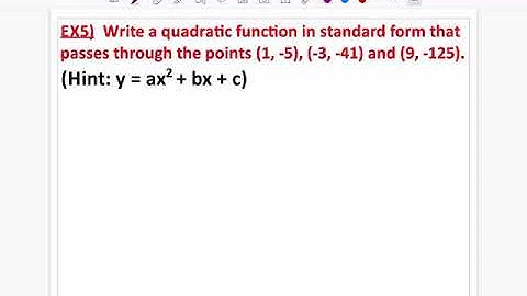Writing a quadratic function given three points