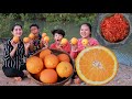 Juicy Orange - Spicy eating juicy orange with us - Happy eating Orange eating with salty chili