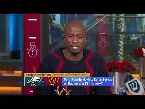 , GMFB predicts what is more likely: Barkley hits 2k rushing yds or Eagles get win 13 vs. Commanders