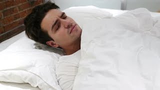 Uncomfortable Man Sleeping In Bed At Night, Restlessness Stock Footage - Videohive