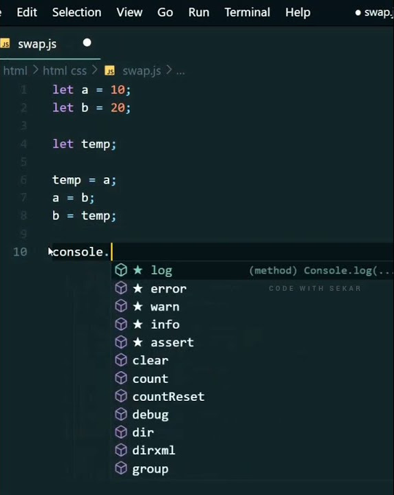 swap two variable in javascript program | javascript #coding # ...