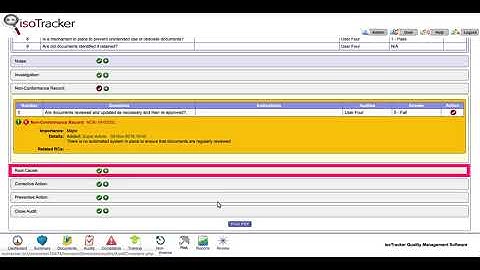 How to record a non-conformance and a root cause for an audit