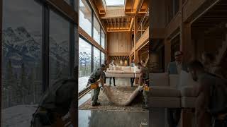 Building a modern mountain cabin interior #trending#housedesign#building #design#shortvideo#short