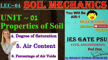 Soil Mechanics~Lec 04~U1~Properties of Soil (Degree of Saturation, Air Content & % of Air Voids)BKM