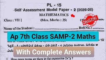 💯Ap 7th class maths Fa-2 question paper 2025|7th self assessment 2 model paper maths 2025 answer