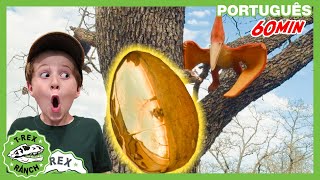 Caça aos ovos de páscoa de OURO! | 1 HORA de Parque do TREX | Série de Dinossauros para Crianças
