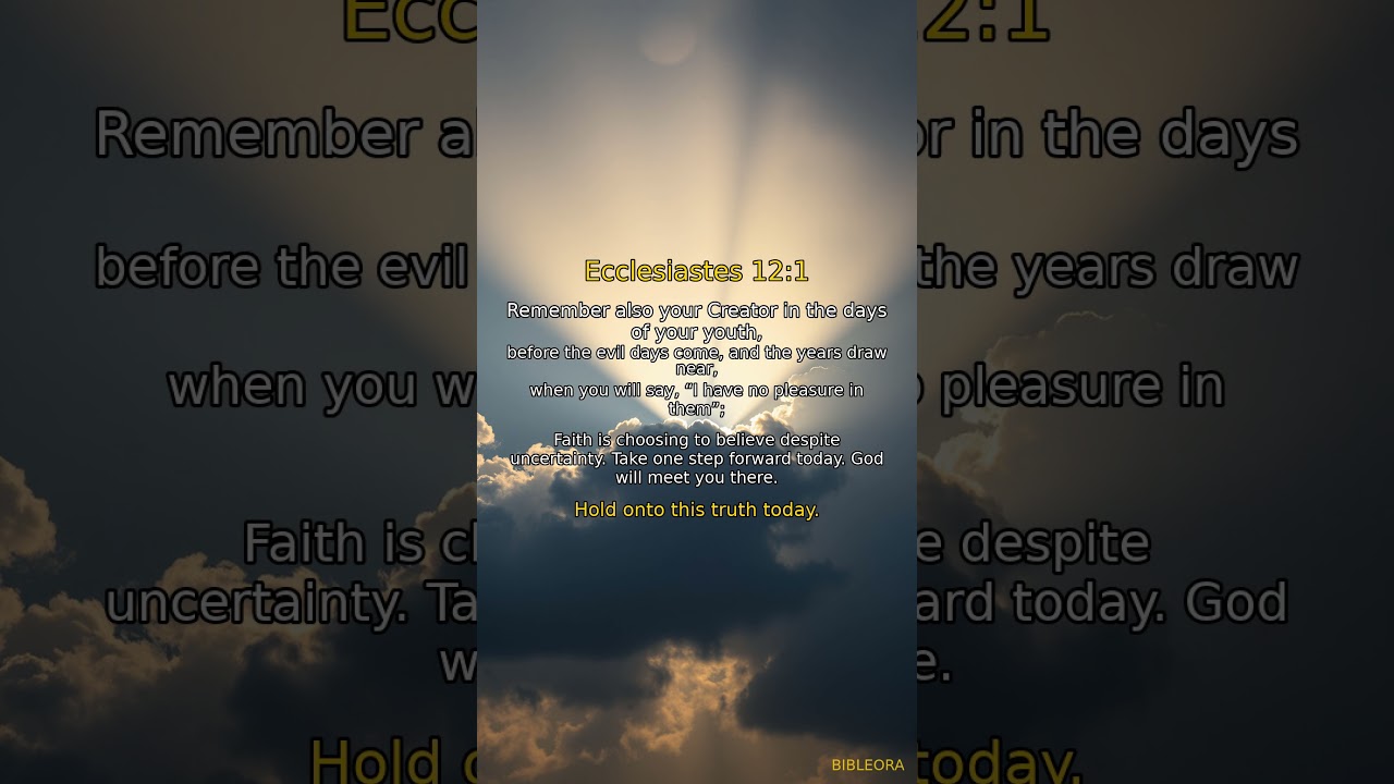 📖 HOLY BIBLE: Strengthen Your Faith | Ecclesiastes 12:1 #shorts