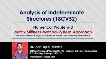 Numerical Problem-3-Analysis of continuous beams by Matrix Stiffness method  System Approach