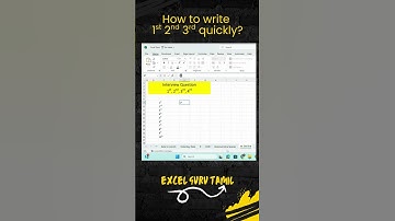How to write  1st  2nd  3rd  quickly? excel interview question