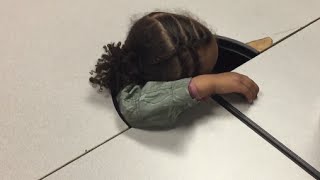 Girl gets head stuck in table (Brother to the rescue)