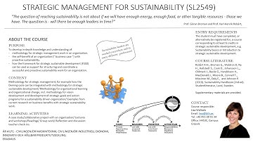 Strategic Management for Sustainability - SL2549 - Blekinge Institute of Technology
