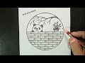 Panda   drawing in circle circle drawing panda drawing panda circle drawing with pencil 