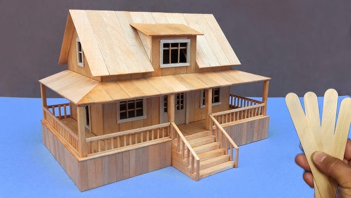 How to Make Modern Popsicle Sticks House - Building Popsicle Stick Mansion  