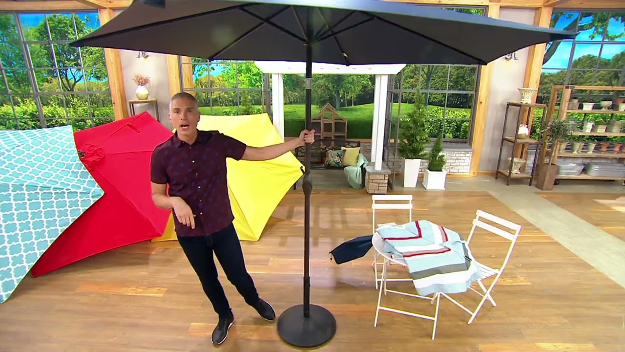 ATLeisure 9' EZ Tilt Patio Umbrella with 2 Canopies and Cover on QVC