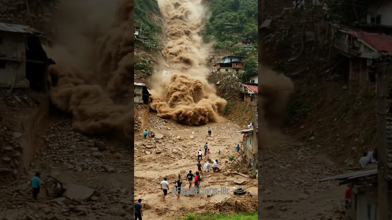 Massive landslide swallows entire village in seconds 😱
