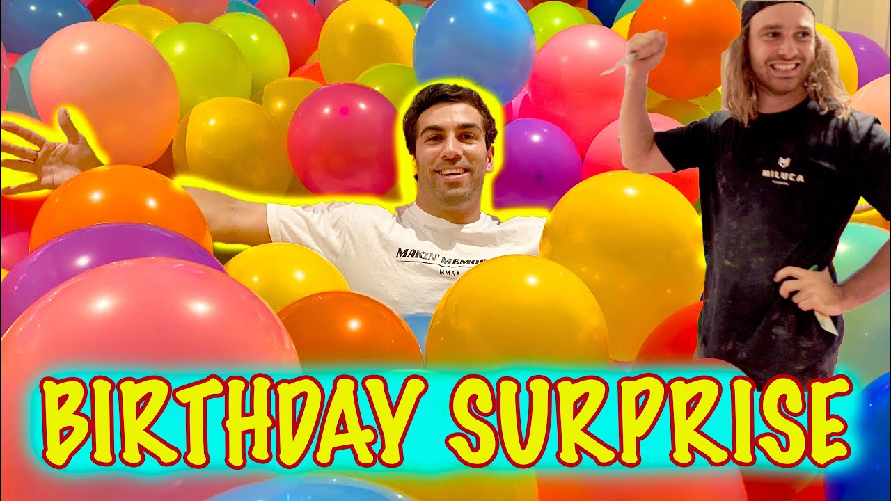 Розыгрыш с воздушными шариками на его день рождения!