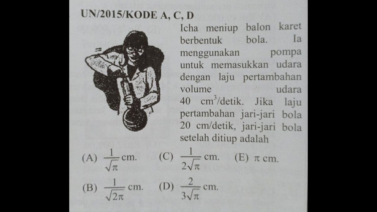 Penerapan Turunan: menghitung r diketahui laju perubahan volume