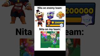 Nita on enemy team vs Nita on my team | Brawl Stars#shorts
