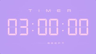 3 Hours Digital Countdown Timer with Simple Beeps 💕💜