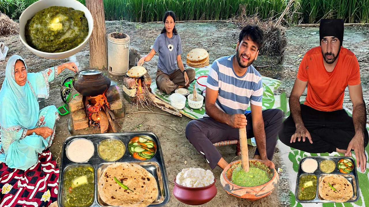 Making Sarso ka Saag Desi Style 🤤😍 | Different style chatni, Makhan, Dahi, 😋 maza aa gya 👌